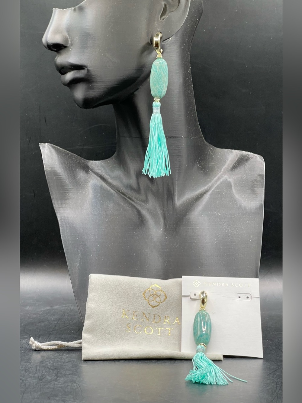 STUNNING Kendra Scott Insley Tassel Earring"Teal Mix" Colorway 14kgoldplate post